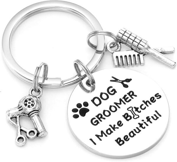 Kivosliviz Dog Groomer Gifts Keychain for Dog Groomers Women Men Key Chains Dog Stylist Presents Dog Grooming Items Pet Hair Groomer Keyring Jewelry Dog Groomer keychain